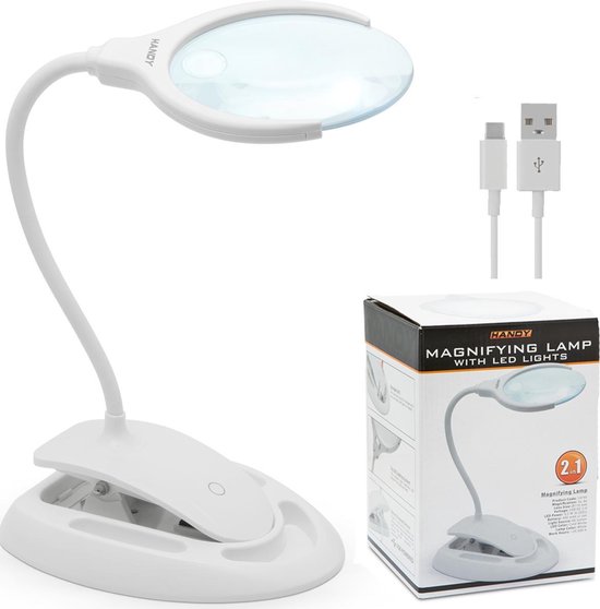 bol.com | HANDY - Bureau Loep Lamp met Tafelklem - Vergrootglas met  verlichting - USB oplaadbaar...
