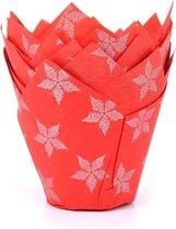 House of Marie Tulp Muffin Vormpjes - Sterren Rood - pk/36