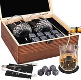 Whiskeyset | Whiskey Stenen | Wiskey cadeauset | 15-delig | Graniet | Houtenkist