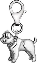 Quiges – Charm – Hanger - 3D Hond - Verzilverd - karabijnslot - geschikt - voor - Zinzi, Thomas – Sabo - Ti Sento - Bedelarmband - QHC088