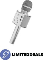 Karaoke microfoon met speaker en LED verlichting - Draadloze Bluetooth microfoon - Kinder karaoke microfoon - Zilver - LimitedDeals!