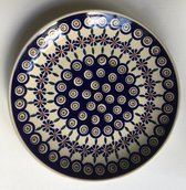 Bunzlau dinerbord blauwe bloem groen blad