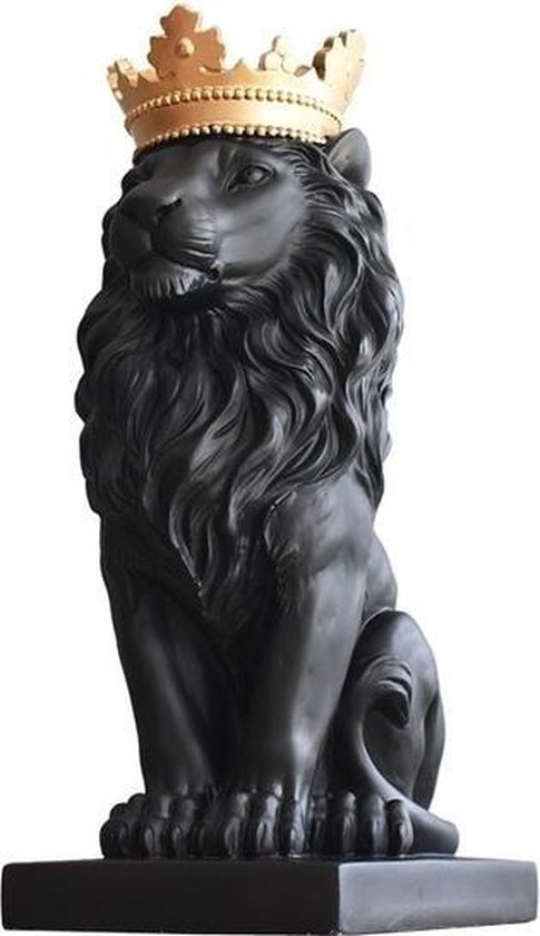 Decoratief beeld Leeuw Royal Lion Zwart H30 cm