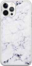 iPhone 12 Pro Max hoesje siliconen - Marmer grijs - Soft Case Telefoonhoesje - Marmer - Transparant, Grijs