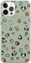 iPhone 12 Pro Max hoesje siliconen - Luipaard baby leo - Soft Case Telefoonhoesje - Luipaardprint - Transparant, Blauw