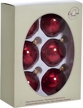 KERSTBALLEN SET 6 | KERSTVERSIERING | PEARL BORDEAUX | 7CM | GLAS IN VENSTERDOOS