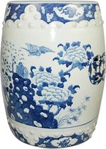 The Ming Garden Collection | Chinees Porselein | Porseleinen Tuinpoef Met Bloemetjes | Blauw & Wit