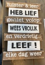 Luister & Leer - Kado - houten tekstbord