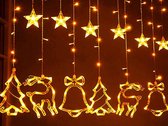 Xd Xtreme - LED Kerstverlichting - Kerstversiering - Lichtgordijn - Energie zuinig - Sterrengordijn met diverse figuren- Rendier - Ster - Kerstbel - Dennenboom - gordijn 3 x 1 meter - Raam Decoratie Kerst - Kerstverlichting - Kerst Lichten - Warm wit
