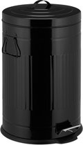 Relaxdays pedaalemmer „retro“ 20 liter - prullenbak - afvalemmer - met binnenemmer - rond - zwart