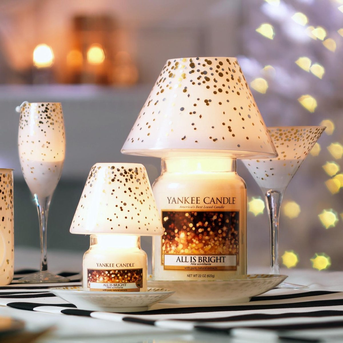 Yankee Candle Holiday Party - Grand abat-jour et plateau | bol