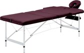 vidaXL Massagetafel inklapbaar 3 zones aluminum paars