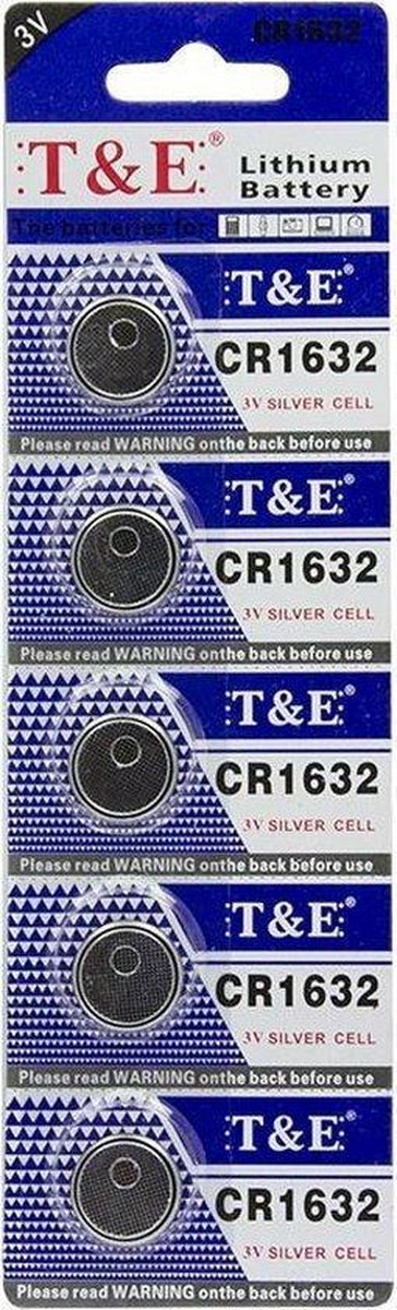 T&E knoopcel batterij Lithium CR1632 - Blister 5