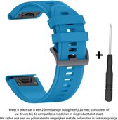 Blauw Siliconen sporthorloge bandje 26mm Quickfit Compatibel voor Garmin Fenix 3 / 3 HR / 3 Sapphire / 5X / 6X, D2, Quatix 3, Tactix, Descent MK1, Foretrex 601 en 701 – Maat: zie m
