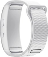 Wit sporthorlogebandje voor Samsung Gear Fit 2 SM-R360 & Fit2 Pro SM-R365 – Maat: zie maatfoto - horlogeband - polsband - strap - siliconen - rubber - white