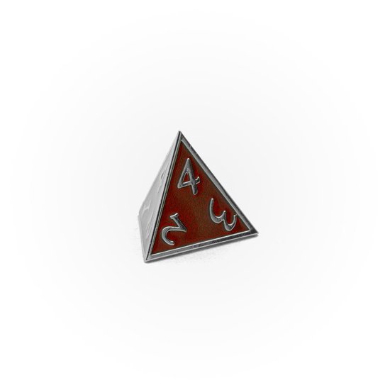 Thumbnail van een extra afbeelding van het spel 7 delige Metalen Dobbelstenen Set - Dungeons & Dragons - inclusief Opbergzakje - Rood Zilver