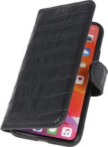 Lelycase Echt Lederen Booktype iPhone 6 / 6s hoesje - Krokodil Zwart
