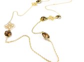 Zilveren collier halsketting geel goud verguld Model Glossy Stones gezet met bruine stenen