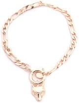 Dielay - Armband Dames - Schakels en Wolf - Lengte 18 cm - Roségoudkleurig