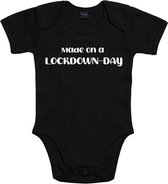 Baby romper met opdruk “Made on a LOCKDOWN - Day”, kraamkado voor baby’s of voor oudere kindjes.