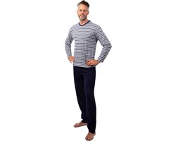 Amantes Pyjama Heren grijs streep/navy - V Hals - Maat XL