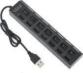 USB hub | 7 poorten | USB 2.0 | Plug & play | Aan/uit schakelaar | Zwart