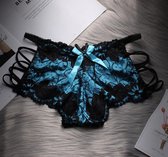 Sexy stijlvolle Lingerie - Kanten Ondergoed - Small - G-String Hoge Taille - Blauw