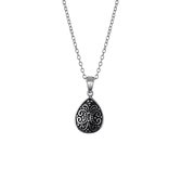 Zilveren ketting&hanger druppel Bali