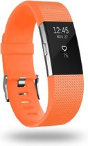 Siliconen Smartwatch bandje - Geschikt voor  Fitbit Charge 2 siliconen bandje - oranje - Maat: L - Horlogeband / Polsband / Armband
