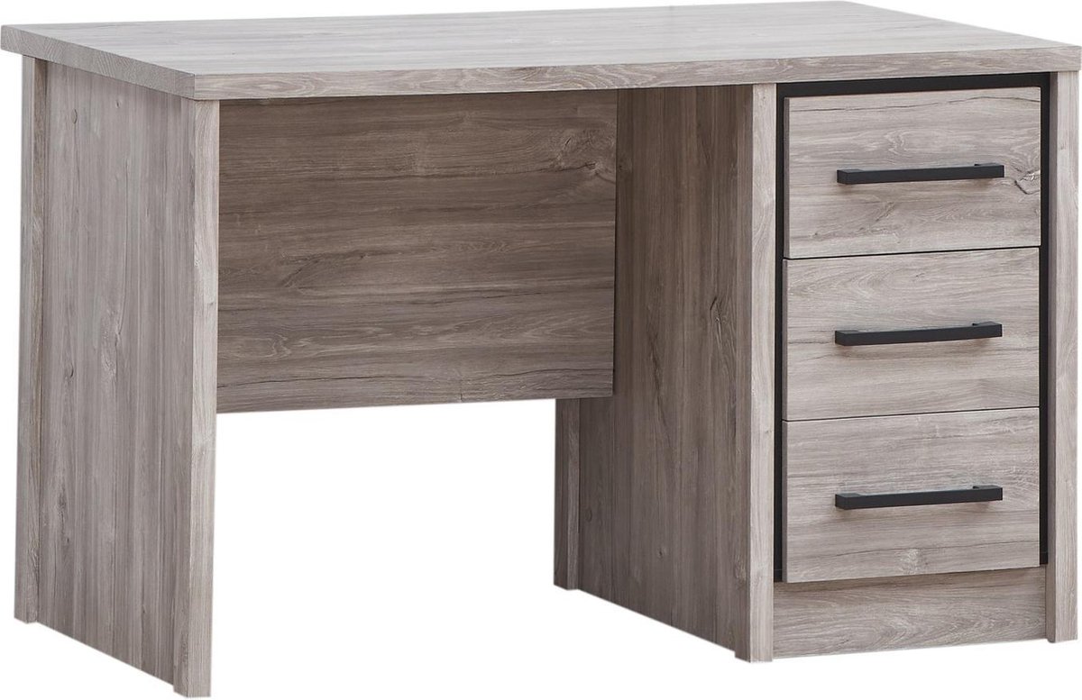 Belfurn - Elias Bureau in grijze eik met zwarte sierstrip