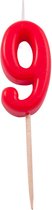 Folat Cijferkaars '9' 10 Cm Wax Rood