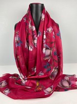 Sjaal magnolia print van mooi dunner materiaal 30% zijde met 70% viscose