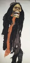 Halloween - decoratie hanger - Schedel in lompen - 60 cm
