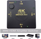 Supersnelle 4K 3 Naar 1 HDMI Switch - Splitter / Hub / Verdeler Schakelaar - Ultra FUll HD - Drie Poorten Switcher - Zwart