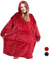 Hoodie Deken Rood - Oodie - Fleece deken met mouwen - Plaids Met Mouwen - Hoogwaardig Sherpa Wol - Oversized