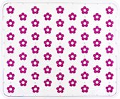 WENKO Fleurelle gootsteenmat / afdruipmat | kunststof | 32 x 26.5 cm | transparant met fuchsia roze bloemen