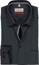 MARVELIS modern fit overhemd - mouwlengte 7 - zwart met grijs mini dessin (contrast) - Strijkvrij - Boordmaat: 40