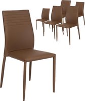 6 design stoelen set PU cappuccino