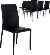 6 design stoelen set PU zwart