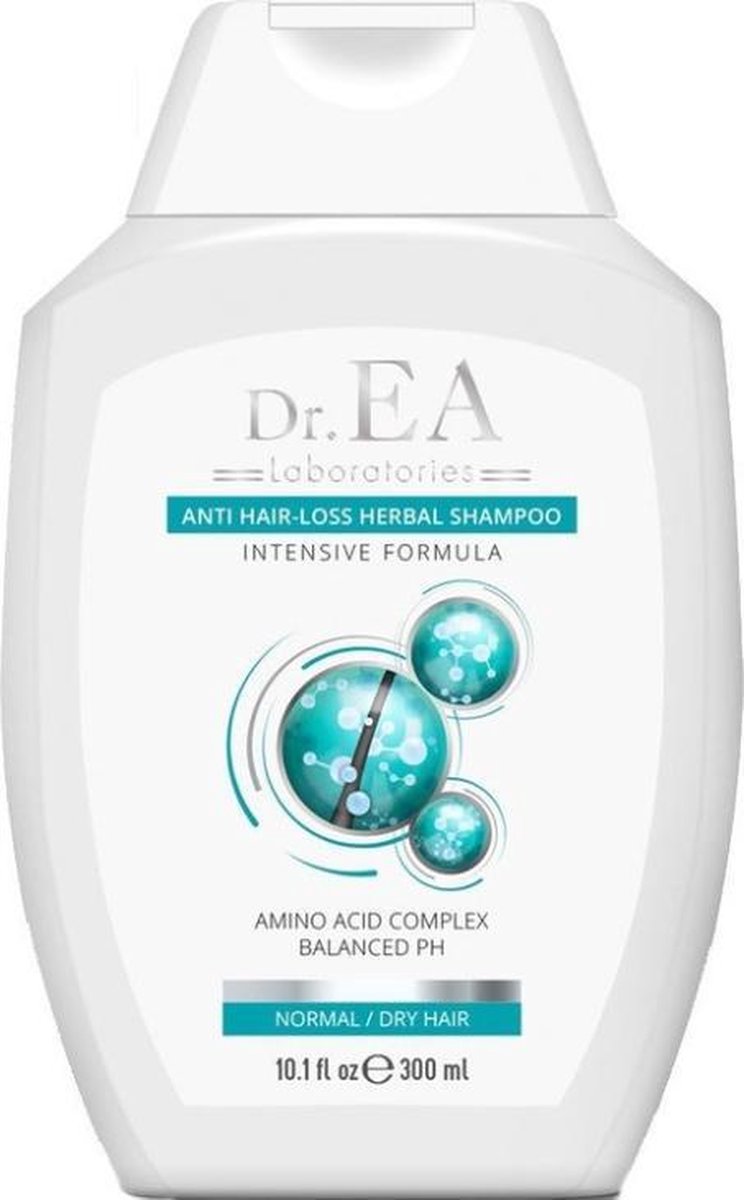 Dr EA Laboratories© | Anti Hairloss Herbal Shampoo | Kruiden Shampoo tegen Haaruitval | Normaal en Droog Haar | Natuurlijke Ingredienten | Alle Haartypes | Dermatologisch Getest | voor Haarverlies en Dun Haar | Transparant | Fles | 300 ML