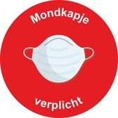 Sticker mondkapje verplicht Rood  ø25cm| Corona Sticker