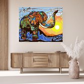 JDBOS ® Peinture par numéro avec cadre (bois) - Éléphant coloré - Elephant coloré - Peintures adultes - 40x50 cm