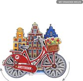 MDF - Amsterdam Huisjes Fiets - Rood - Met Draaiende Wielen - Souvenir