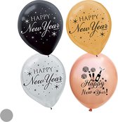 Christmas4Ever - Happy New Year Ballonnen Set - Nieuwjaar - Oud En Nieuw Versiering - Feest Decoratie - Oudjaar - Decoratie - Vieren - New Year - 20 Stuks - Helium - Zilver