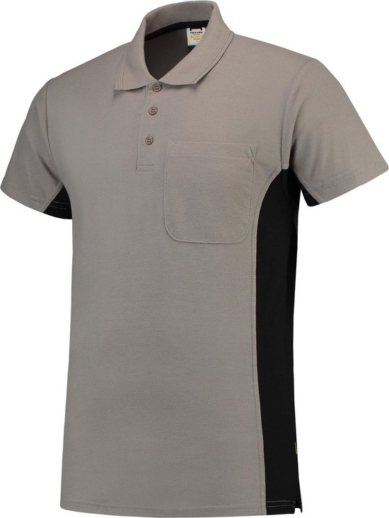 Tricorp Poloshirt Bicolore Poche poitrine 202002 Blanc / Gris Foncé - Taille L