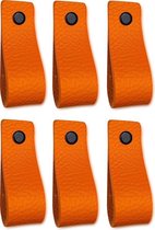 Leren handgrepen - Oranje - 12 stuks - 16,5 x 2,5 cm | incl. 3 kleuren schroeven per leren handgreep