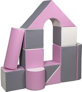 Schuim blokken / foam blokken - 11 stuks - huis / kasteel | Witte, grijze en roze blokken