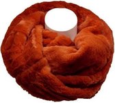 Sarlini Knit Snood Ronde Orange Dames colsjaal Fake Fur