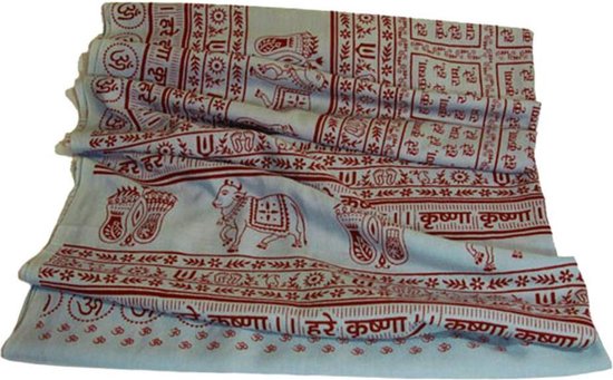 Meditatie omslagdoek met mantra Maha, XL, 220 x 106 cm, grijs van Lotus Design — afbeelding 2