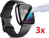 Full Cover 3D Edge Curved Screen Protector Hoes Geschikt Voor Fitbit Sense/Versa 3 - Optimale Rand Tot Rand Display Bescherming - Display Beschermer - Schermbeschermer - Set Van 3